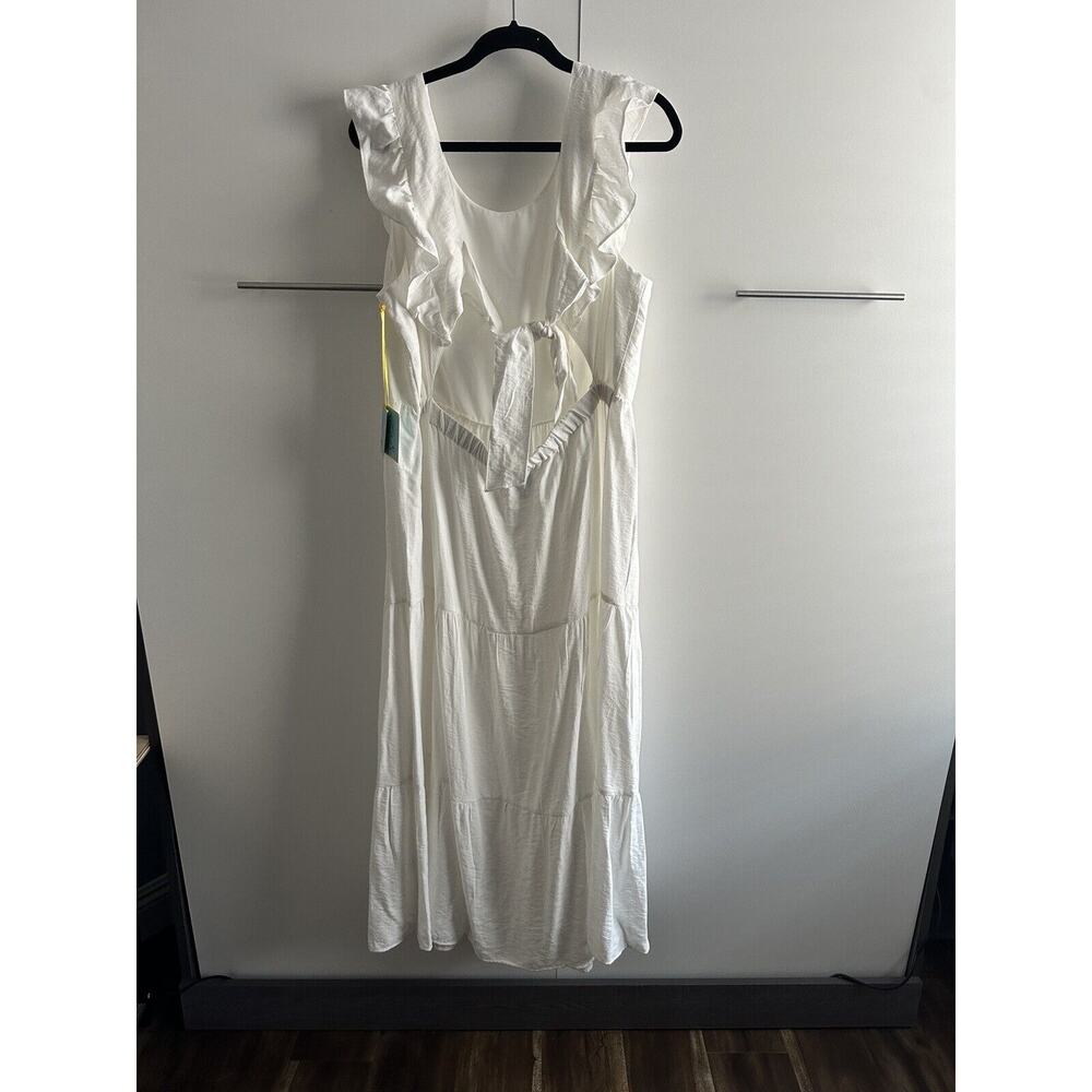 CeCe NWT XL White Maxi Dress Bow Back Coastal Resort Bridal Shower Dress - Picture 10 of 14